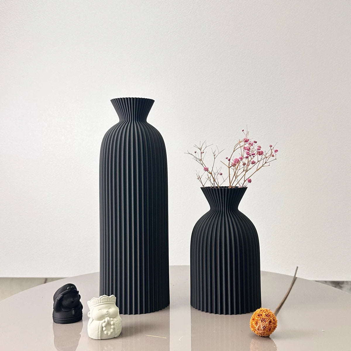 Ripple 2-piece vase set in charcoal