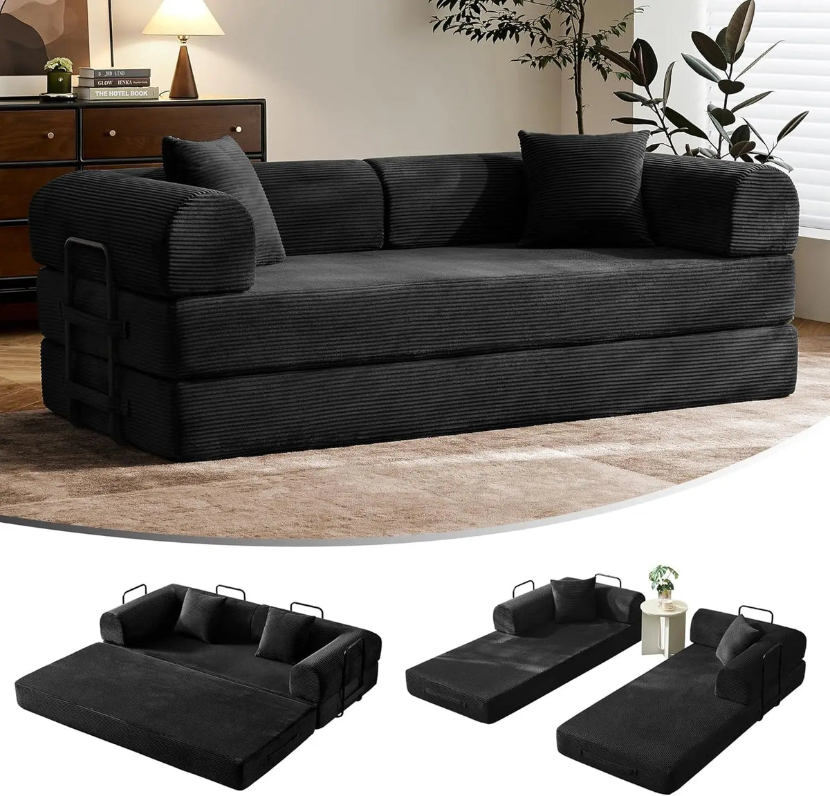 Lark convertible sofa bed in black