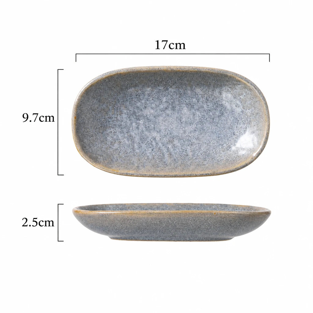 Fleck spotted oval ceramic plate in Style E