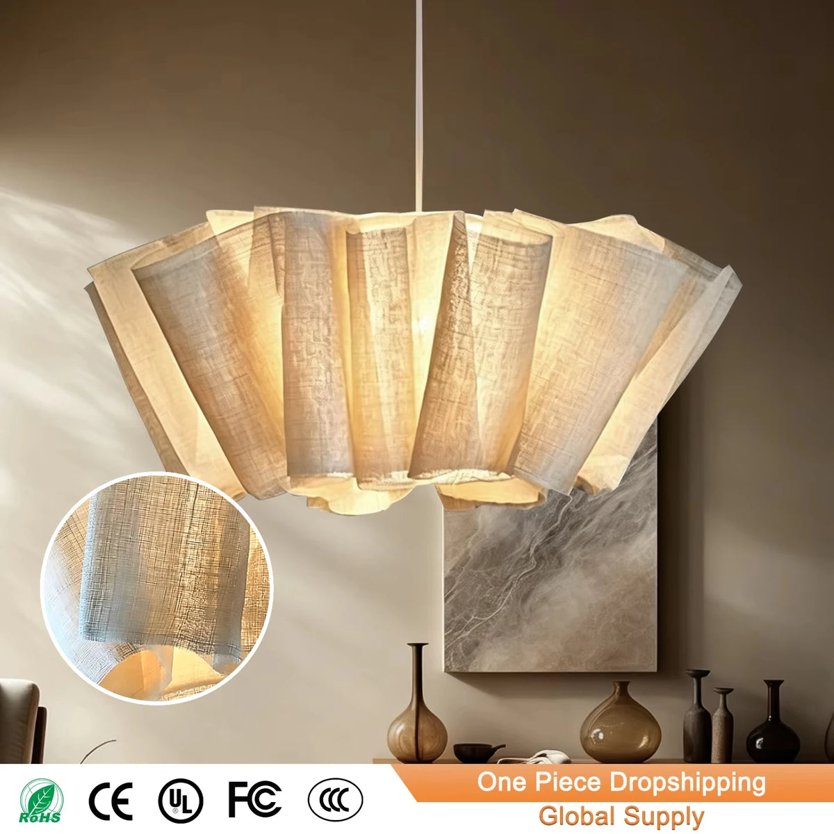 Pleat fabric pendant light