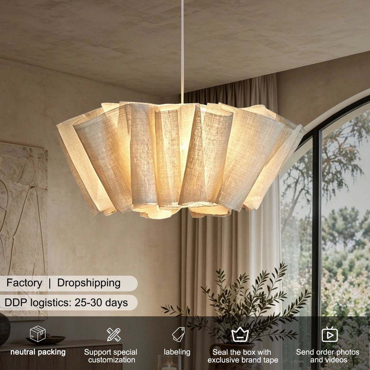 Pleat fabric pendant light
