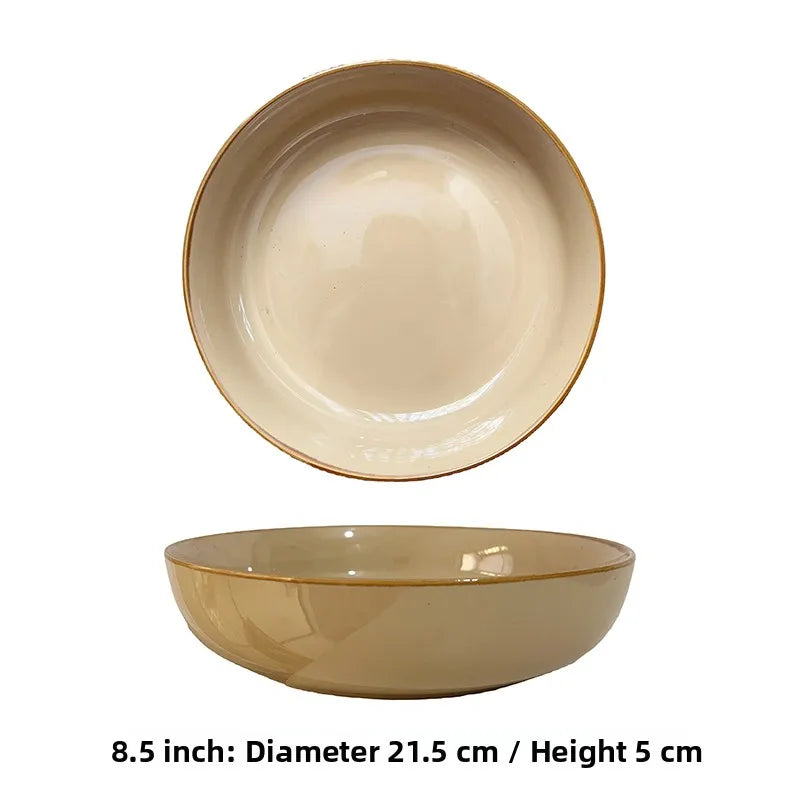 Coil ceramic deep dish in yellow, 8.5-inch deep dish