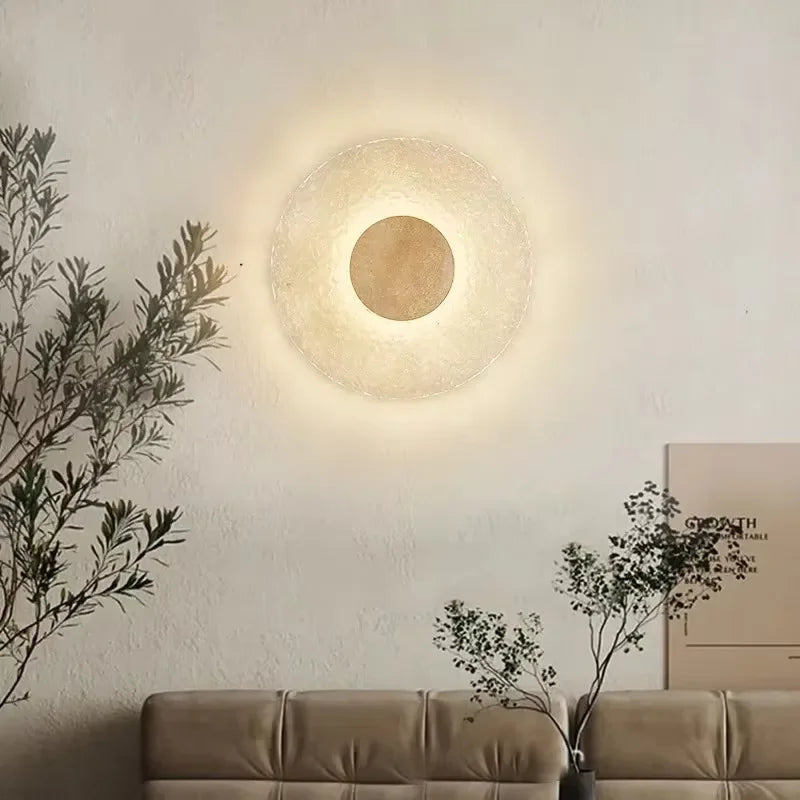 Orbit marble circle LED wall light