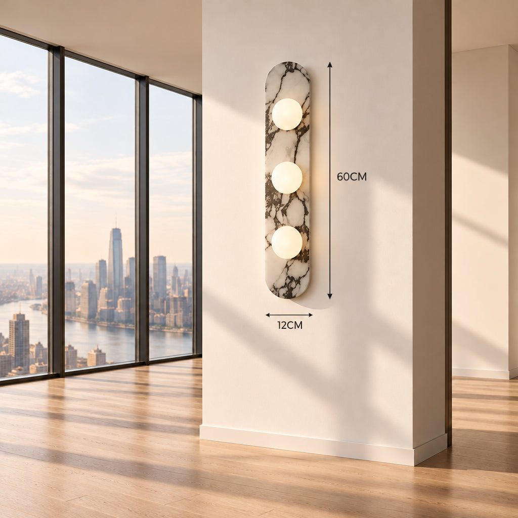 Quarry marble wall light, 3 light, 60 cm