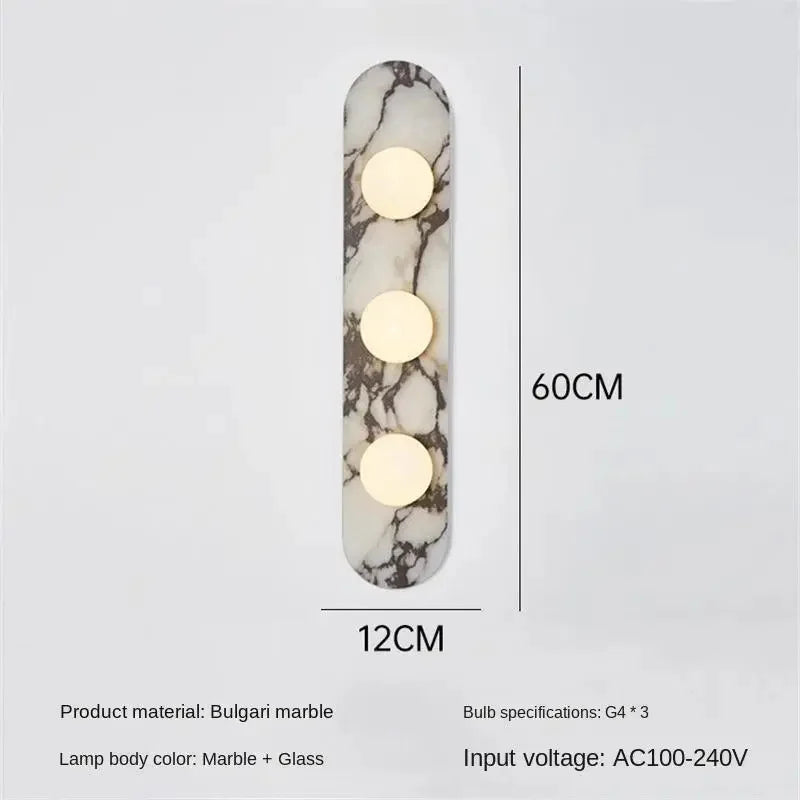 Quarry marble wall light, 3 light, 60 cm