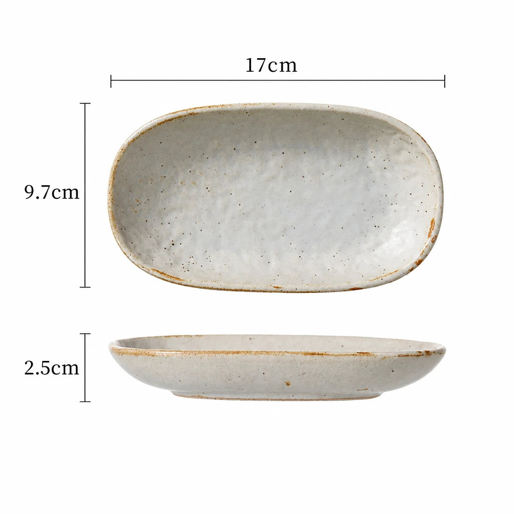 Fleck spotted oval ceramic plate in Style C