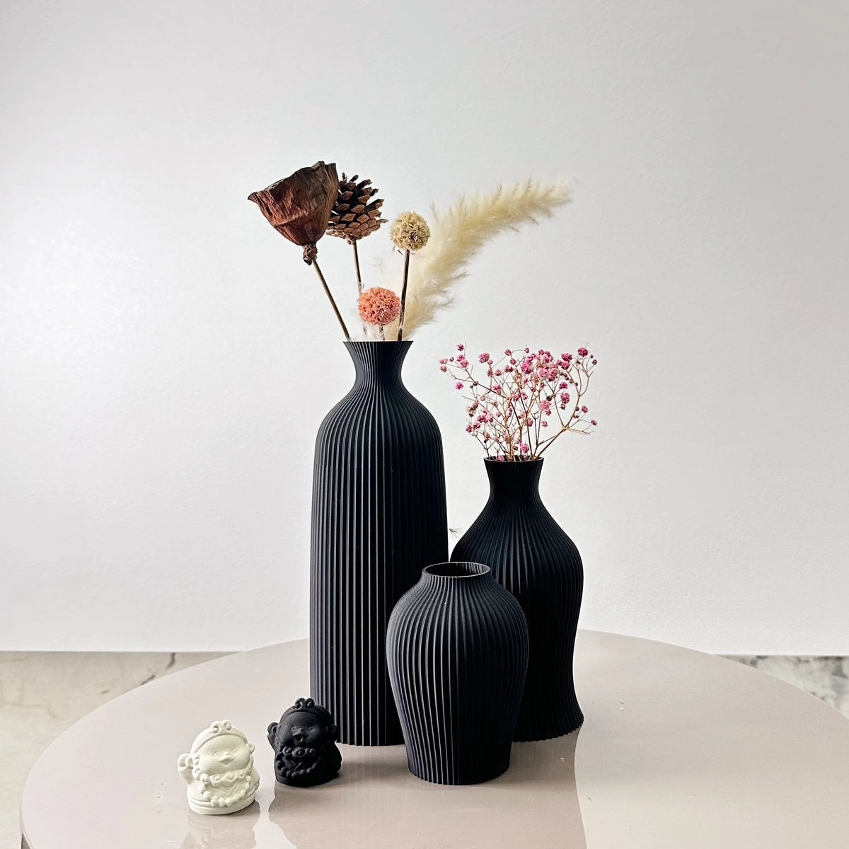 Trio 3-piece vase set in black