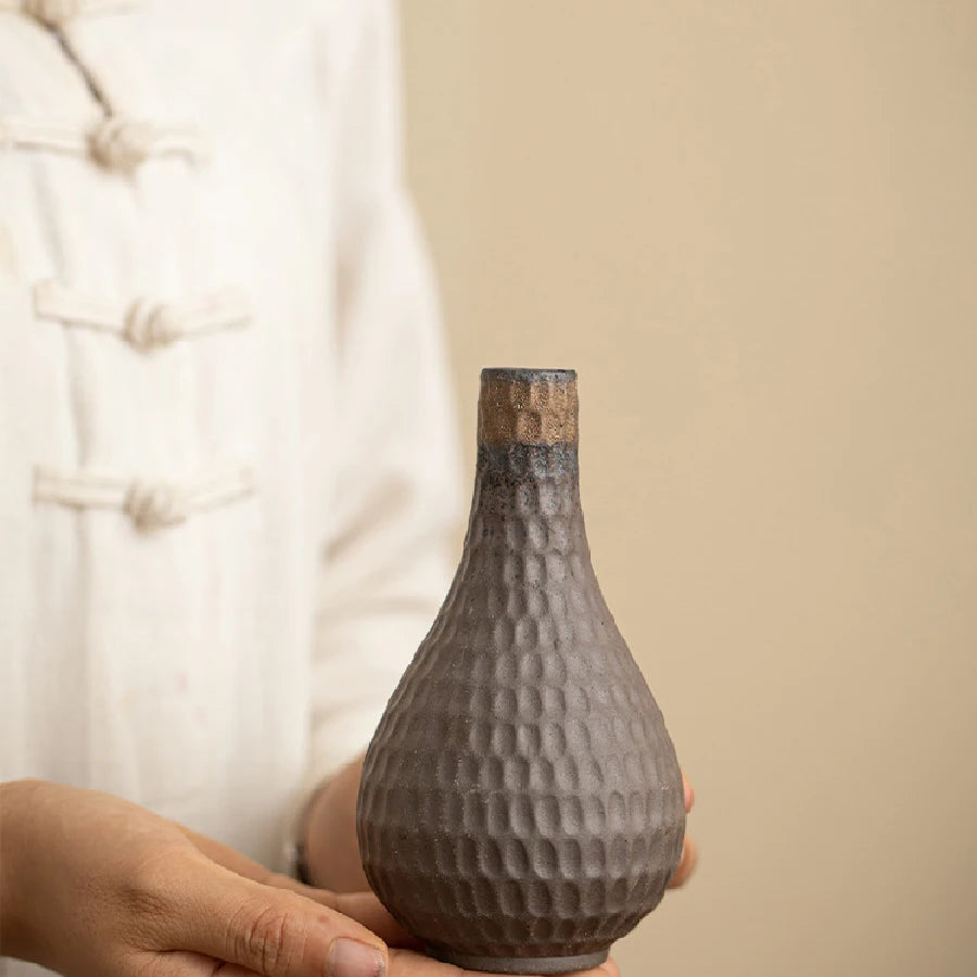 Fern small pottery bud vase in Style D
