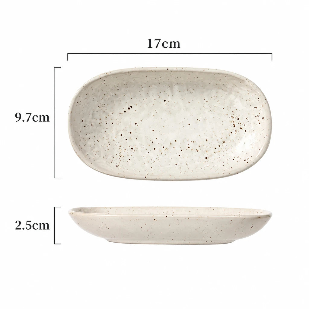 Fleck spotted oval ceramic plate in Style A
