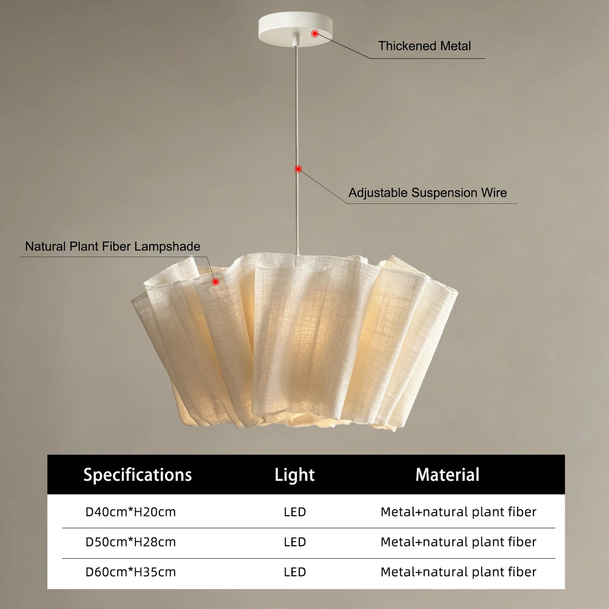 Pleat fabric pendant light