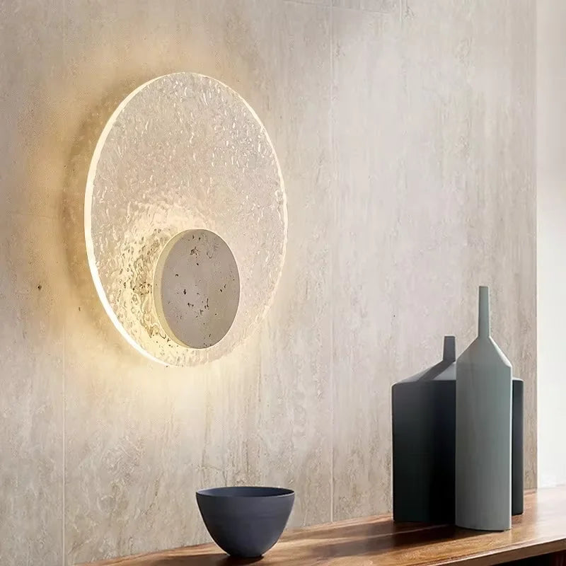 Orbit marble circle LED wall light