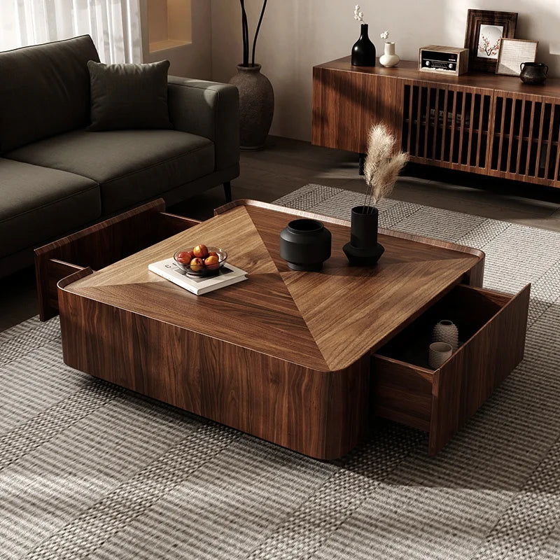 Linden walnut coffee table, 100 x 100 cm