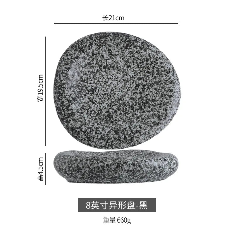 Cairn stone-pattern porcelain plate in stone