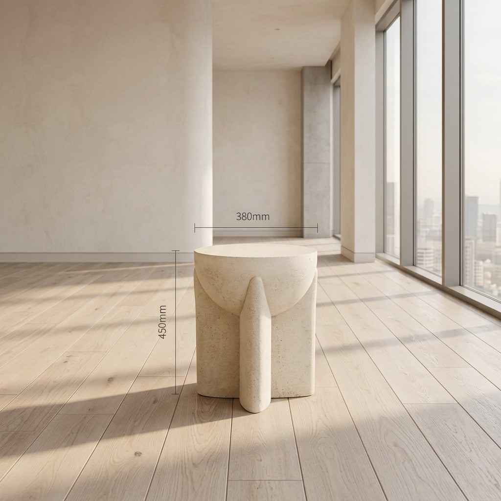 Halo round side table in cream