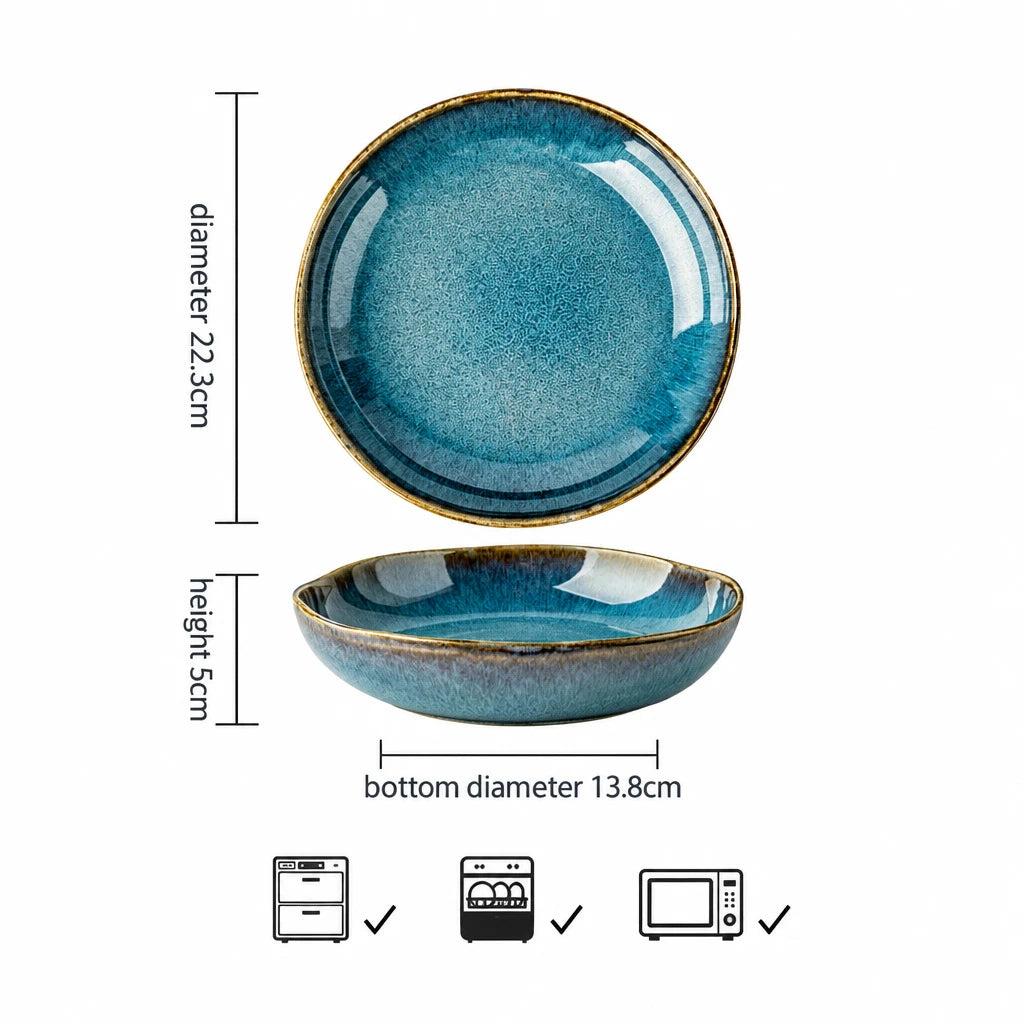Aster gradient glaze bowl set in Azure