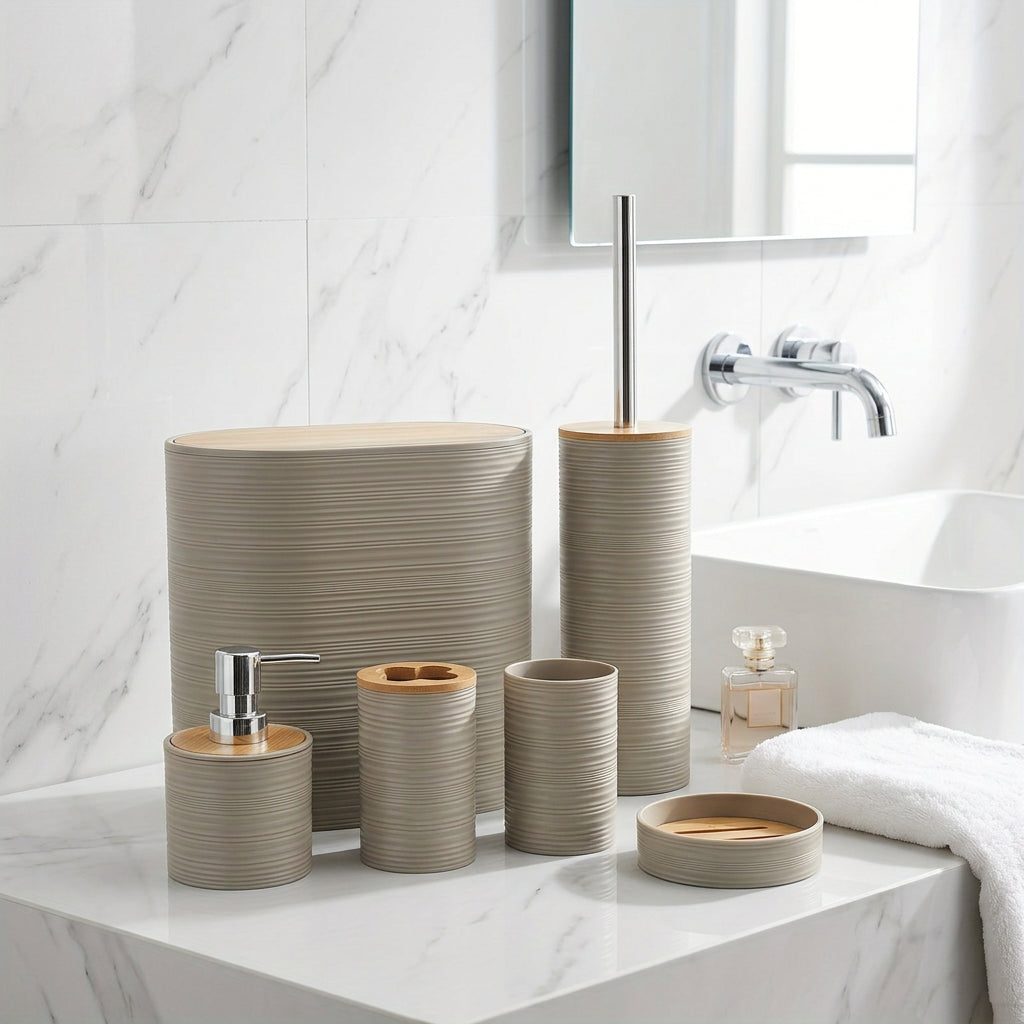 Dune 6-piece bathroom set in cream