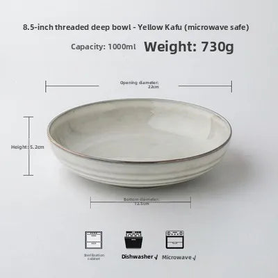 Coil ceramic deep dish in light grey