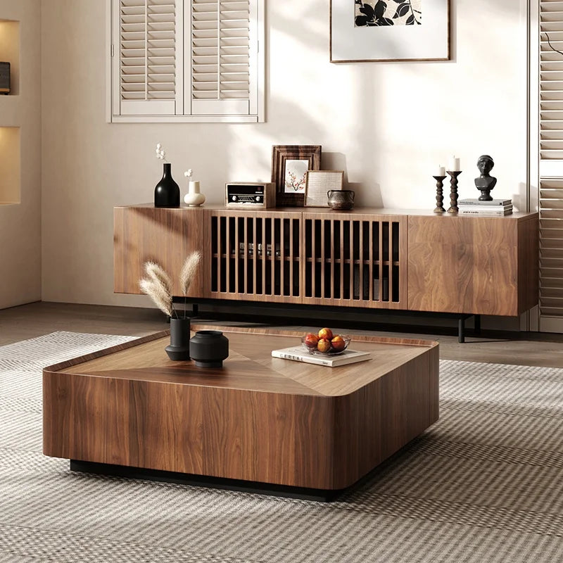 Linden walnut coffee table, 90 x 90 cm