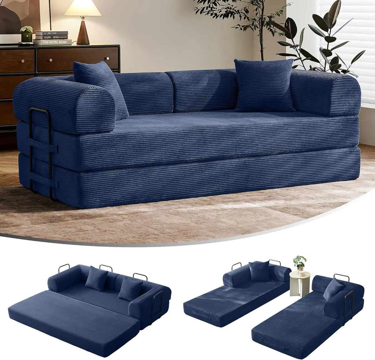 Lark convertible sofa bed in navy blue