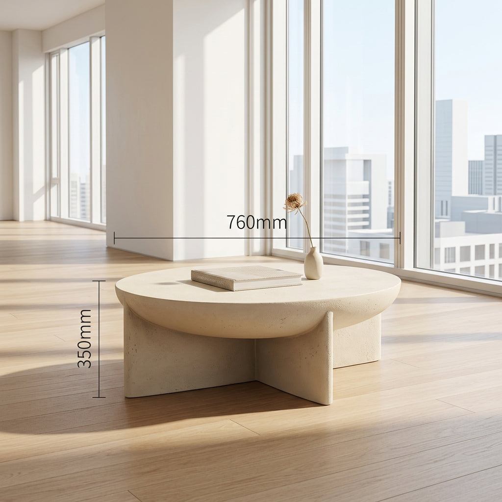 Halo round coffee table in cream