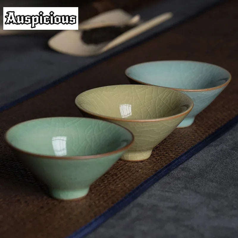 Willow celadon tea cup pair