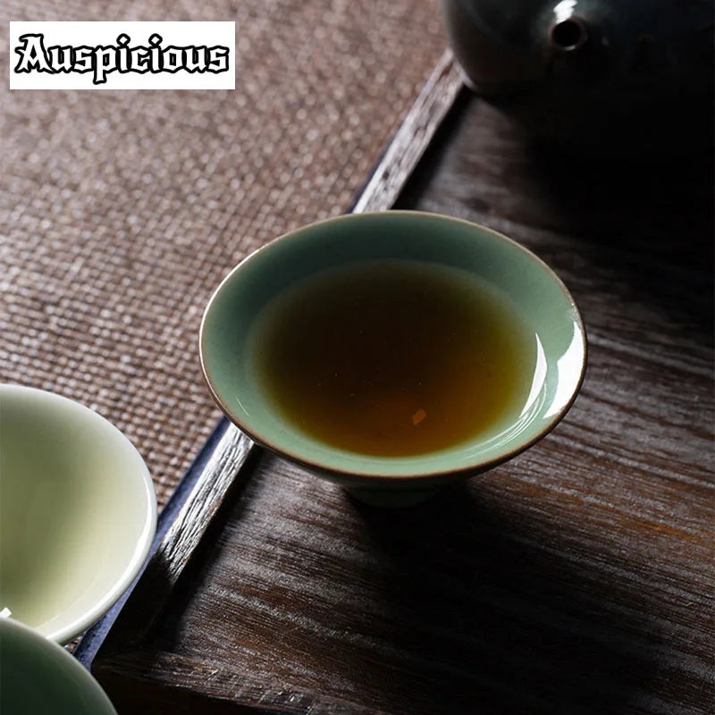 Willow celadon tea cup pair