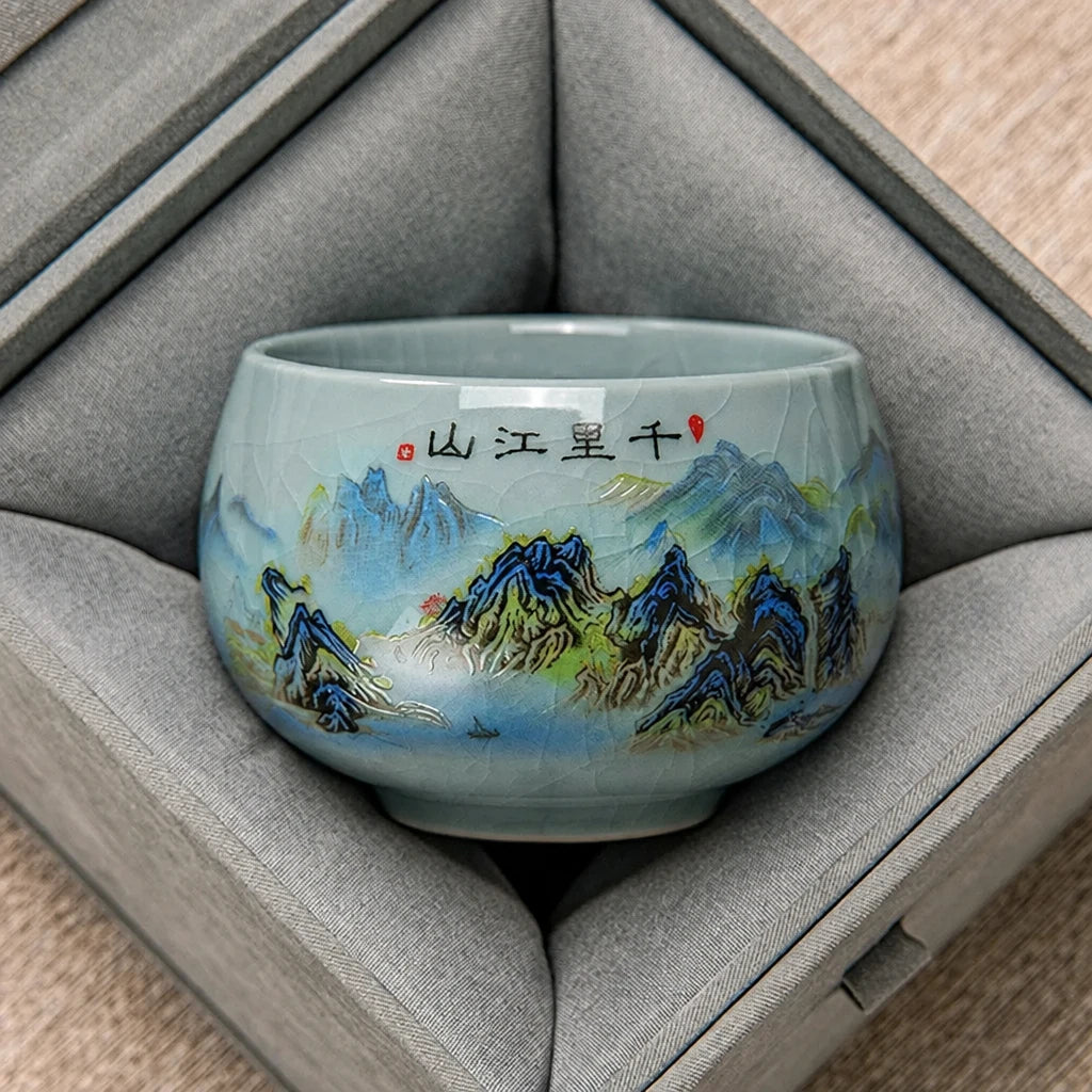 Opal jade-white tea cup, gloss finish, Style C