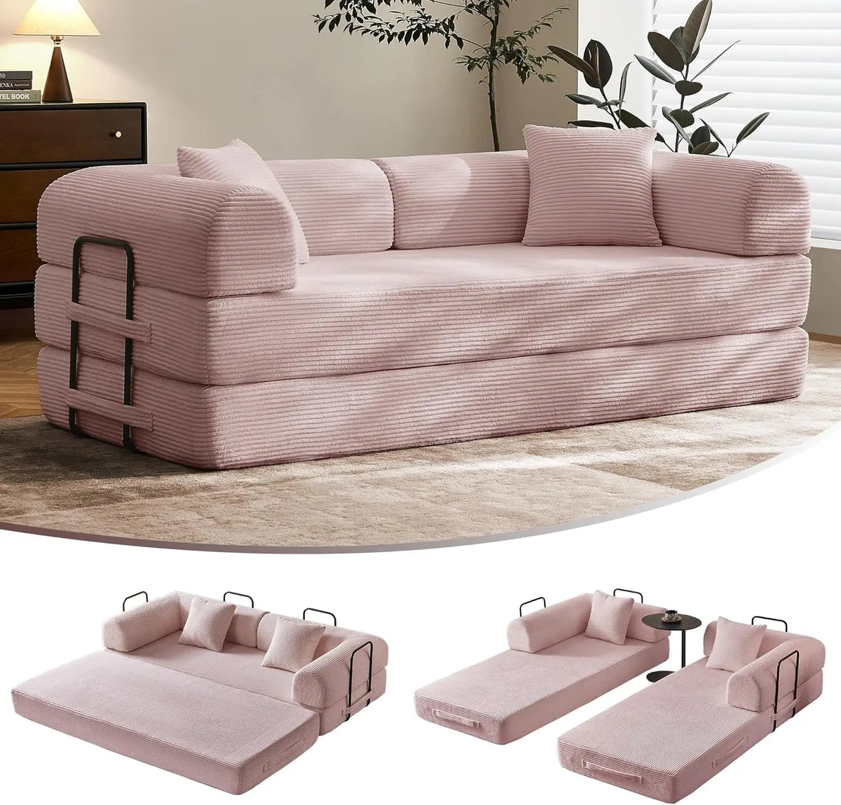 Lark convertible sofa bed in pink