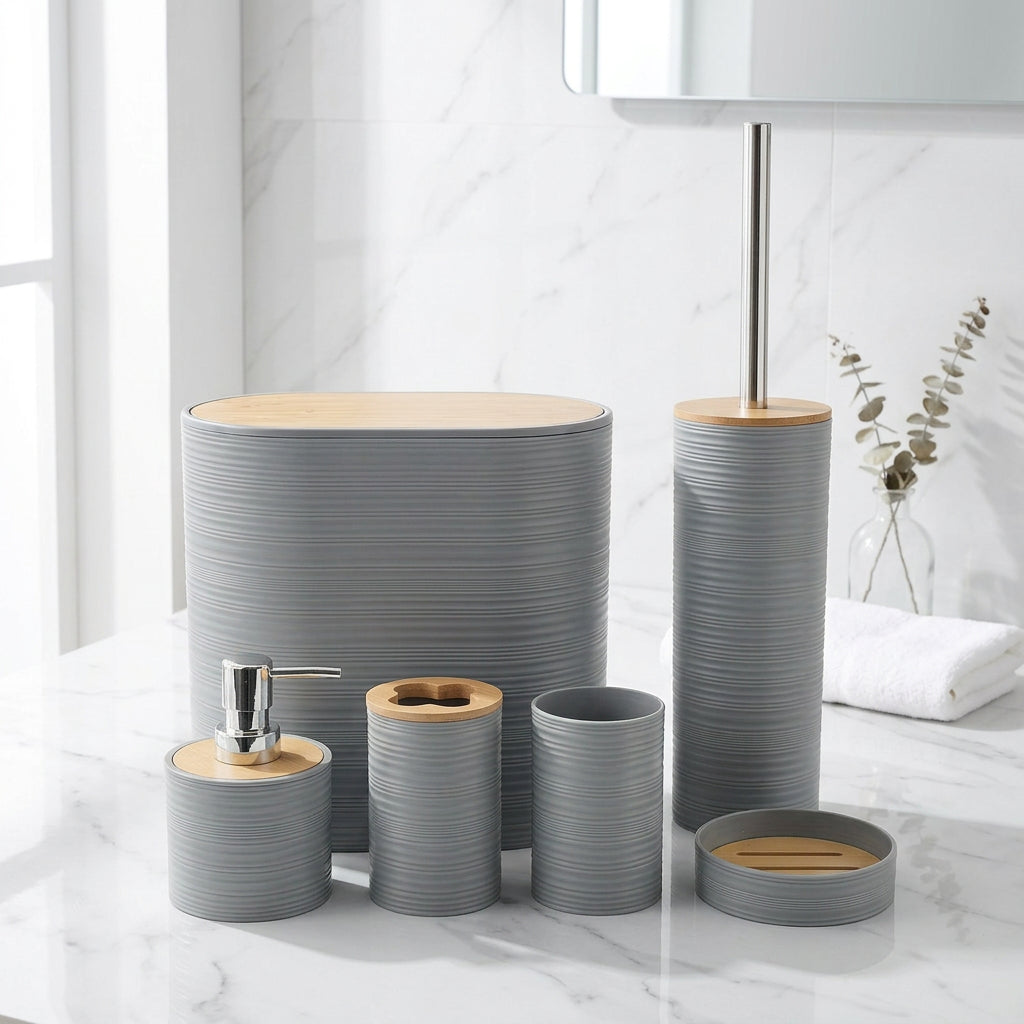 Dune 6-piece bathroom set in grey