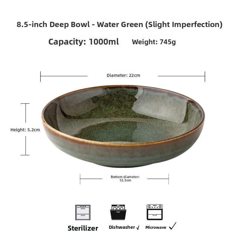 Coil ceramic deep dish in green