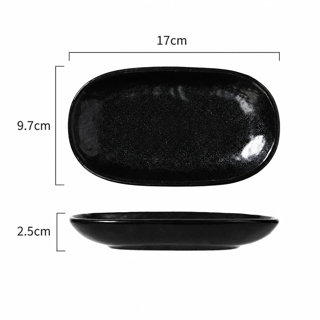 Fleck spotted oval ceramic plate in Style H