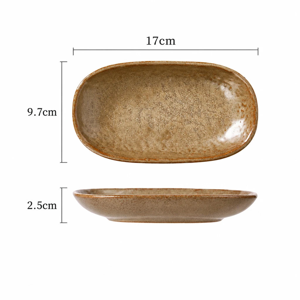 Fleck spotted oval ceramic plate in Style G