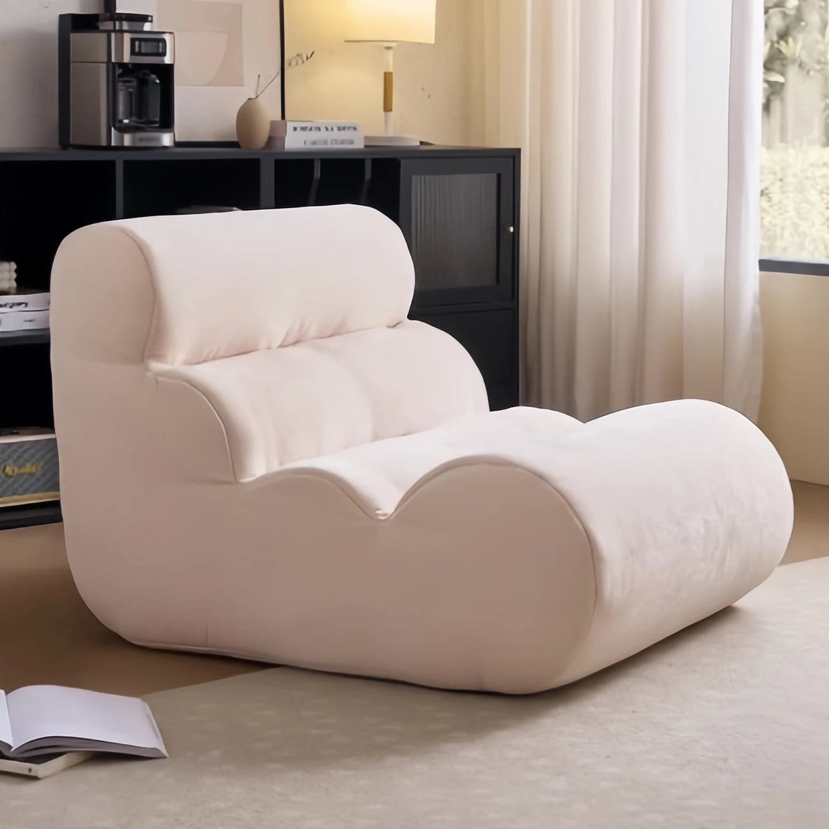 Drift curved floor lounge in white