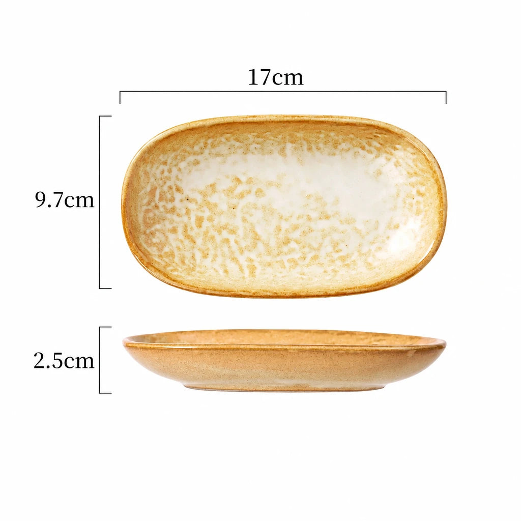 Fleck spotted oval ceramic plate in Style F
