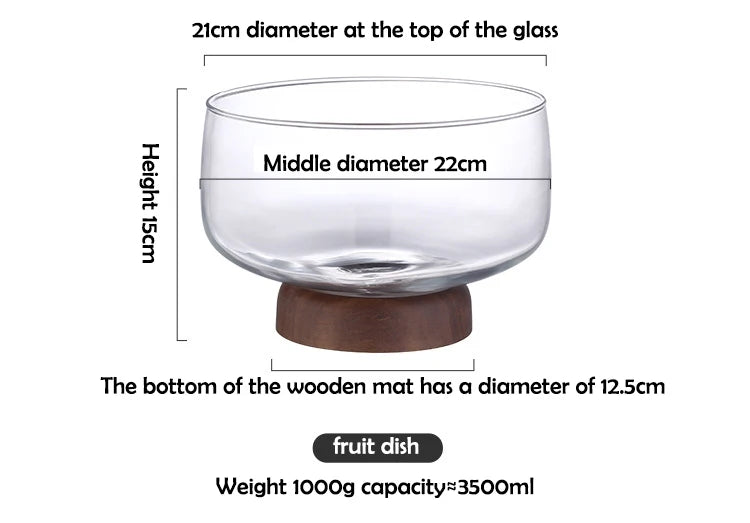 Tarn glass serving bowl with wood stand