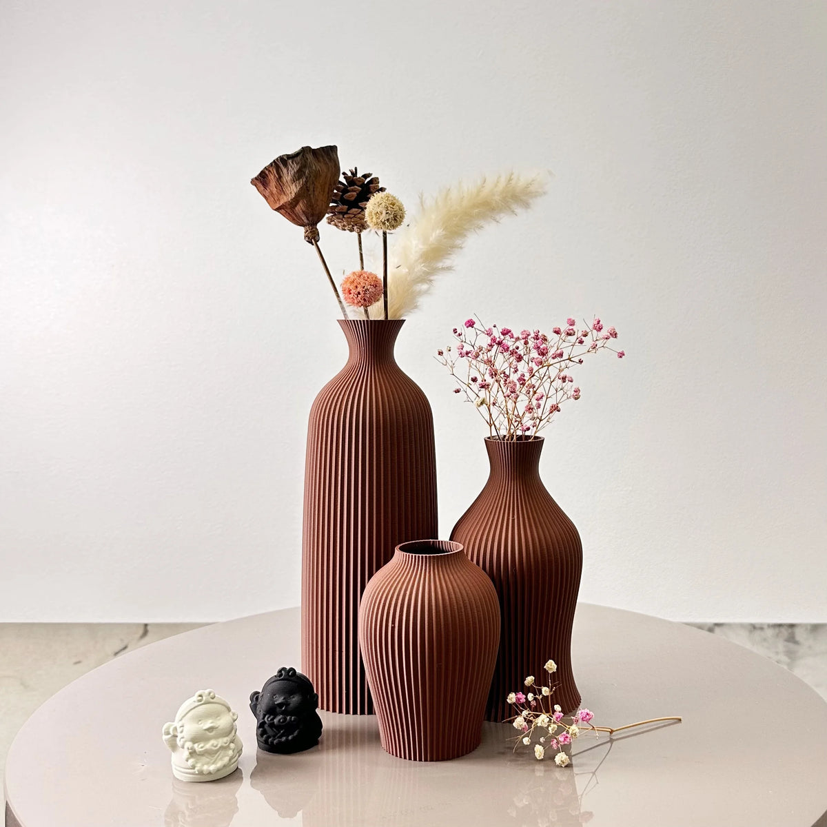 Trio 3-piece vase set in chocolate
