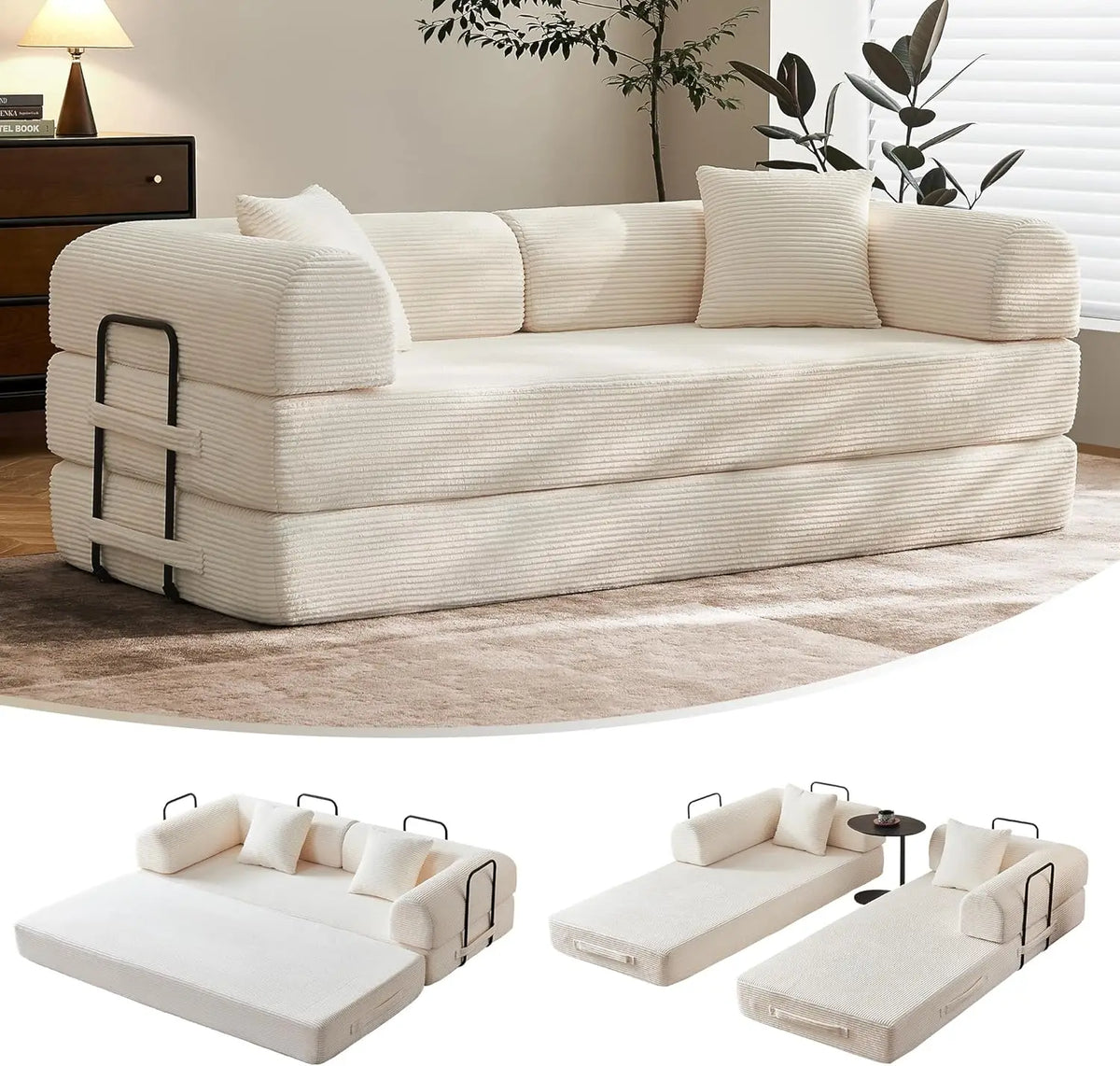 Lark convertible sofa bed in beige