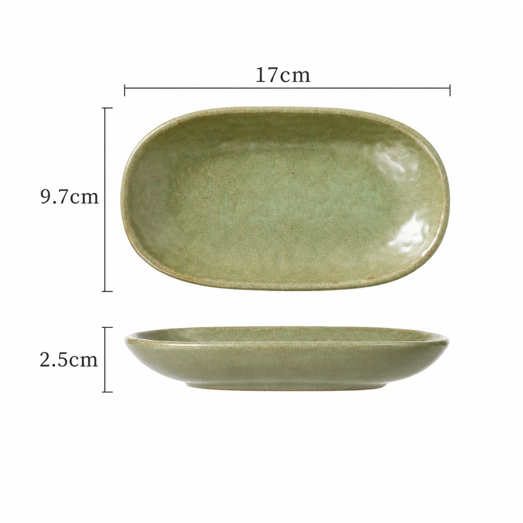 Fleck spotted oval ceramic plate in Style D