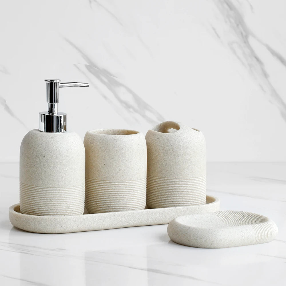 Cove 5-piece bathroom set in beige