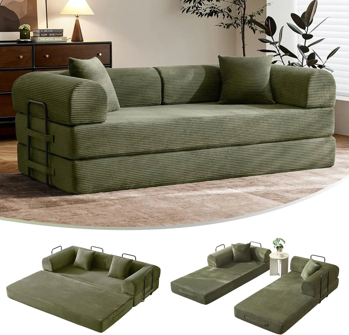Lark convertible sofa bed in light green