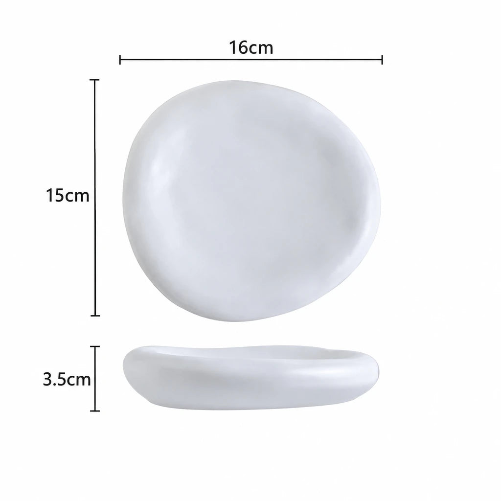 Cairn stone-pattern porcelain plate in white