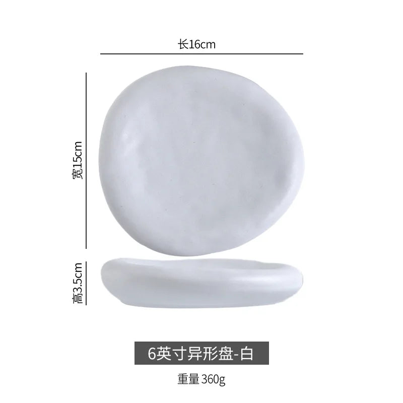 Cairn stone-pattern porcelain plate in white