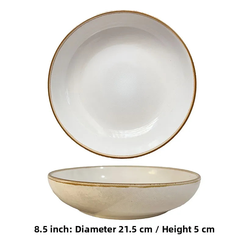 Coil ceramic deep dish in milk white