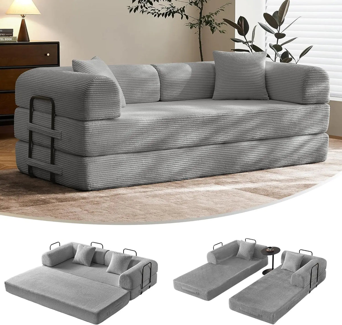 Lark convertible sofa bed in light grey