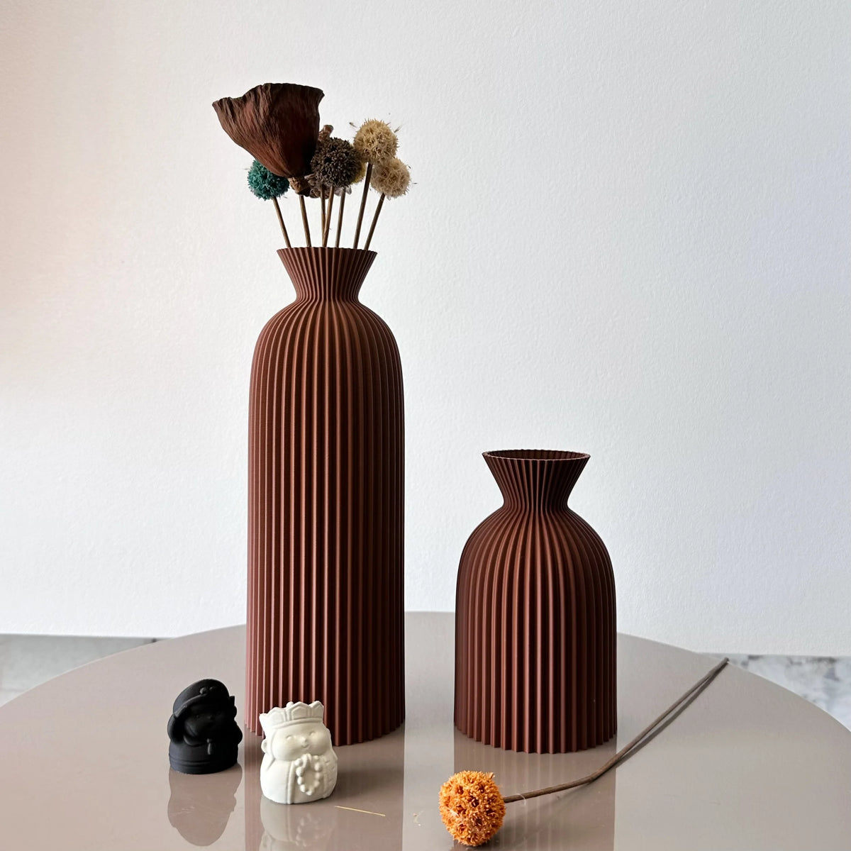 Ripple 2-piece vase set in cocoa