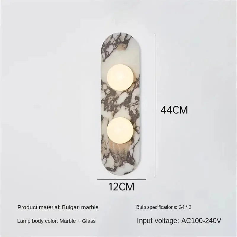 Quarry marble wall light, 2 light, 44 cm