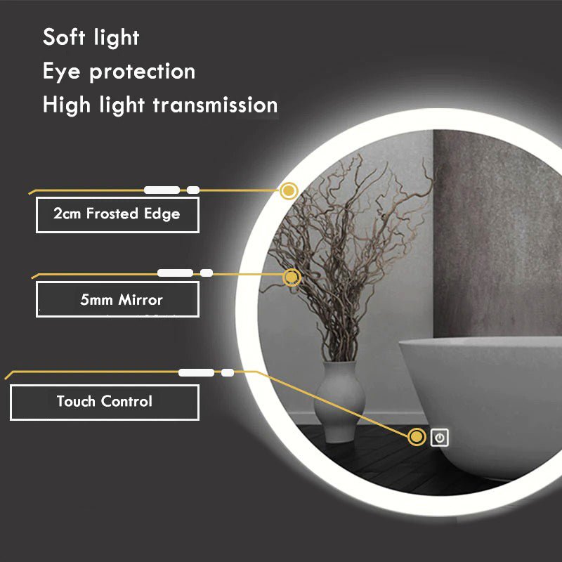 Round Smart LED Bathroom Mirror - Housdecor